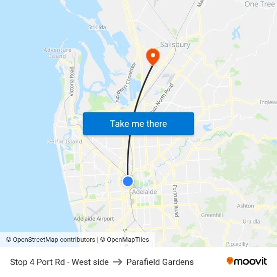 Stop 4 Port Rd - West side to Parafield Gardens map