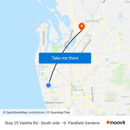 Stop 25 Valetta Rd - South side to Parafield Gardens map