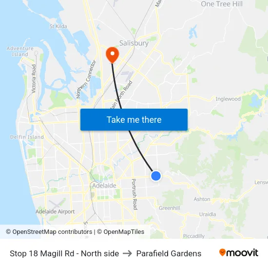 Stop 18 Magill Rd - North side to Parafield Gardens map