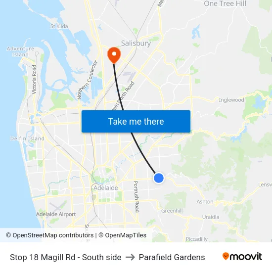 Stop 18 Magill Rd - South side to Parafield Gardens map