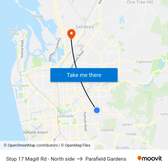 Stop 17 Magill Rd - North side to Parafield Gardens map