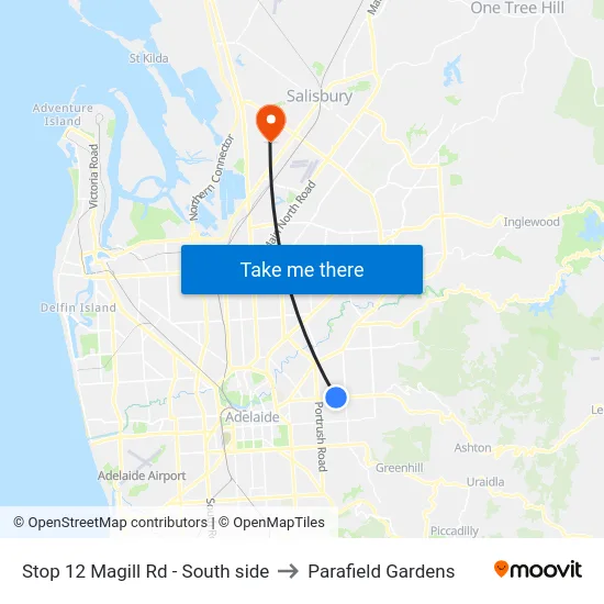 Stop 12 Magill Rd - South side to Parafield Gardens map