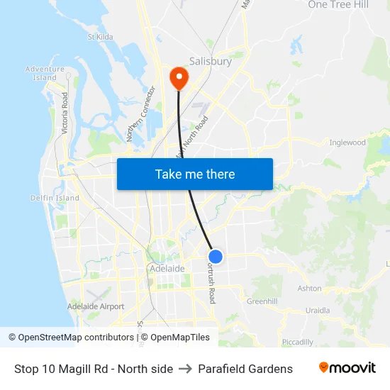 Stop 10 Magill Rd - North side to Parafield Gardens map