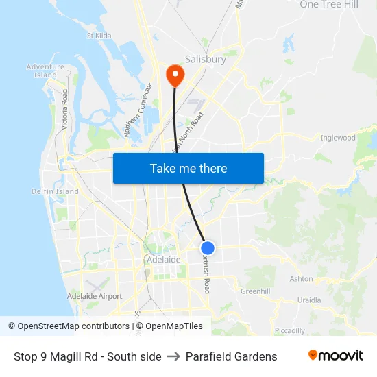 Stop 9 Magill Rd - South side to Parafield Gardens map
