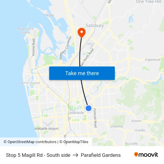 Stop 5 Magill Rd - South side to Parafield Gardens map