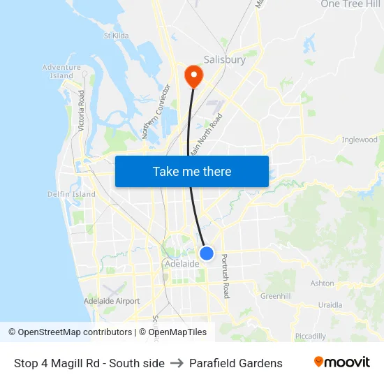 Stop 4 Magill Rd - South side to Parafield Gardens map