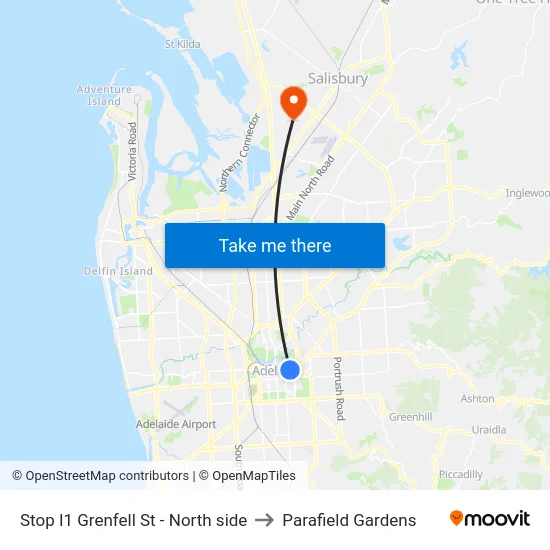 Stop I1 Grenfell St - North side to Parafield Gardens map