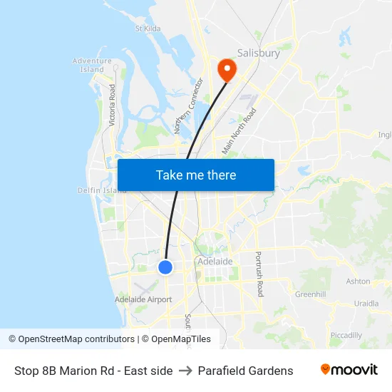 Stop 8B Marion Rd - East side to Parafield Gardens map