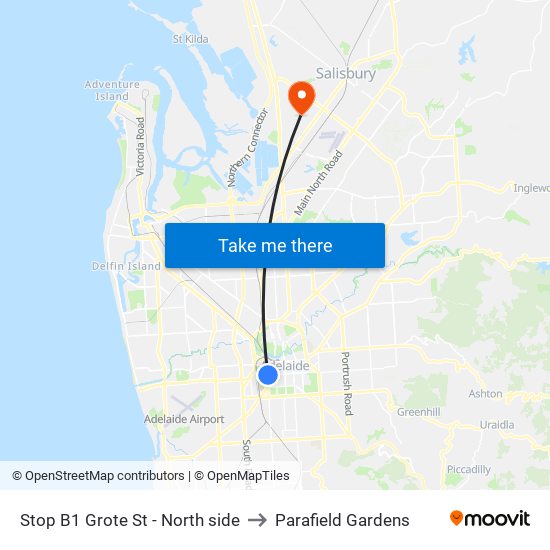 Stop B1 Grote St - North side to Parafield Gardens map