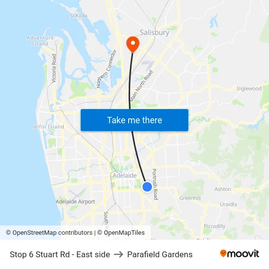 Stop 6 Stuart Rd - East side to Parafield Gardens map