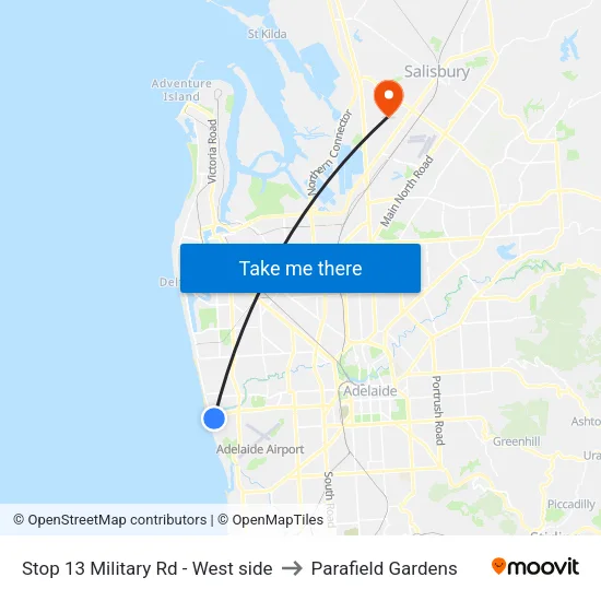 Stop 13 Military Rd - West side to Parafield Gardens map