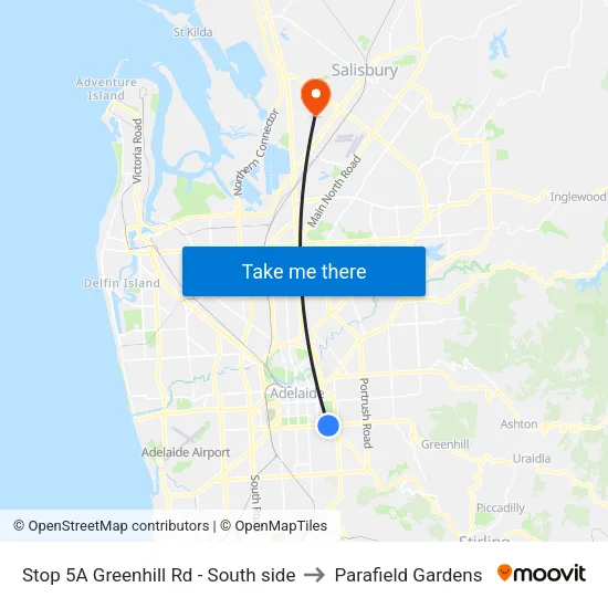 Stop 5A Greenhill Rd - South side to Parafield Gardens map