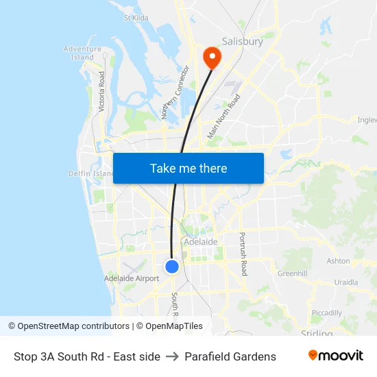 Stop 3A South Rd - East side to Parafield Gardens map