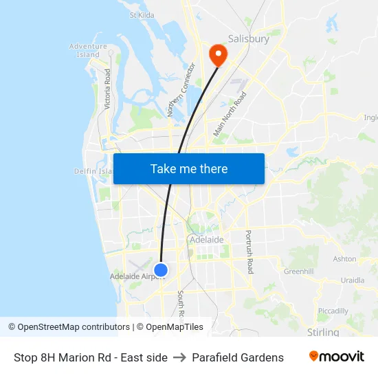 Stop 8H Marion Rd - East side to Parafield Gardens map