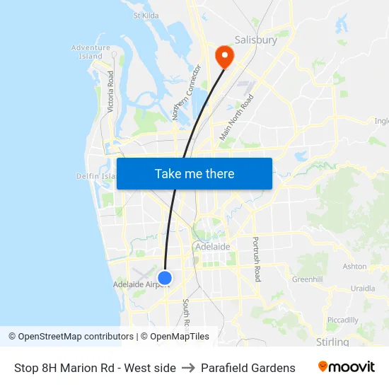 Stop 8H Marion Rd - West side to Parafield Gardens map