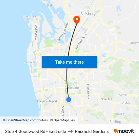 Stop 4 Goodwood Rd - East side to Parafield Gardens map