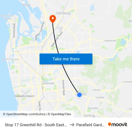 Stop 17 Greenhill Rd - South East side to Parafield Gardens map