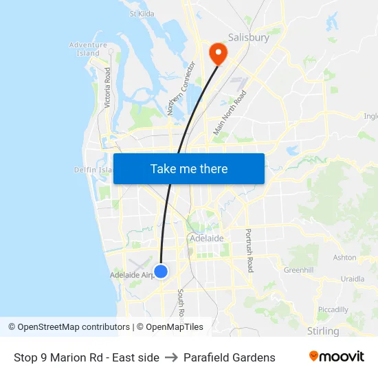 Stop 9 Marion Rd - East side to Parafield Gardens map