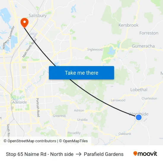 Stop 65 Nairne Rd - North side to Parafield Gardens map