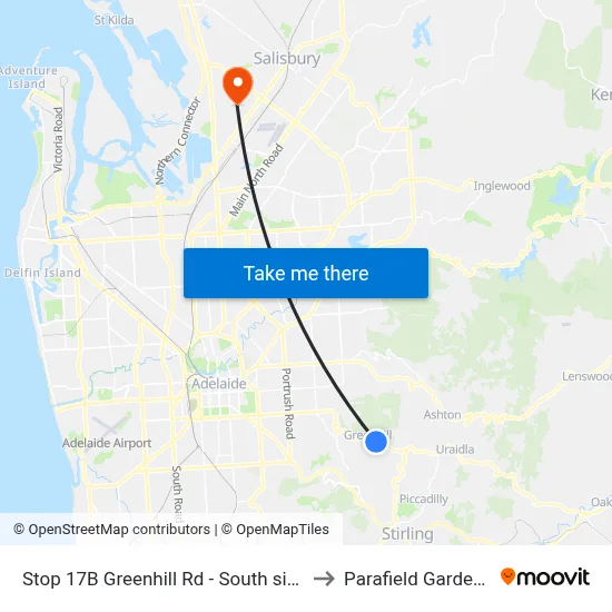 Stop 17B Greenhill Rd - South side to Parafield Gardens map
