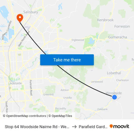 Stop 64 Woodside Nairne Rd - West side to Parafield Gardens map