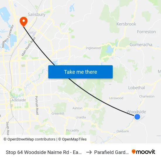 Stop 64 Woodside Nairne Rd - East side to Parafield Gardens map