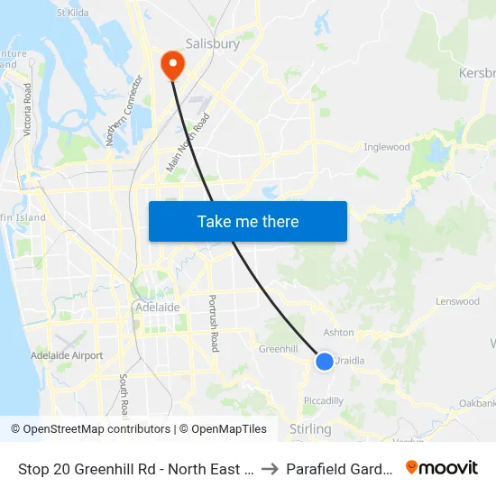 Stop 20 Greenhill Rd - North East side to Parafield Gardens map