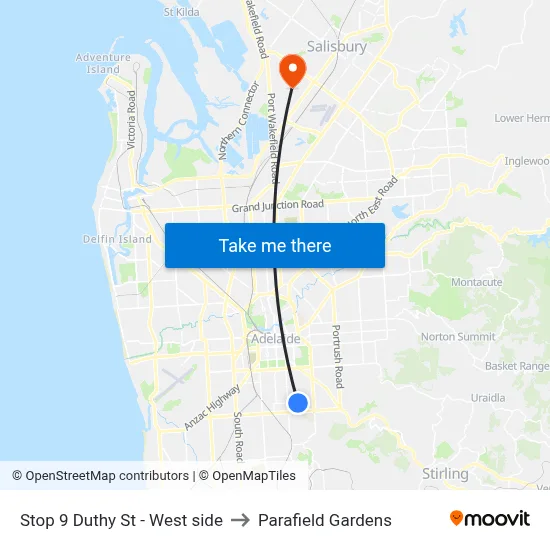 Stop 9 Duthy St - West side to Parafield Gardens map