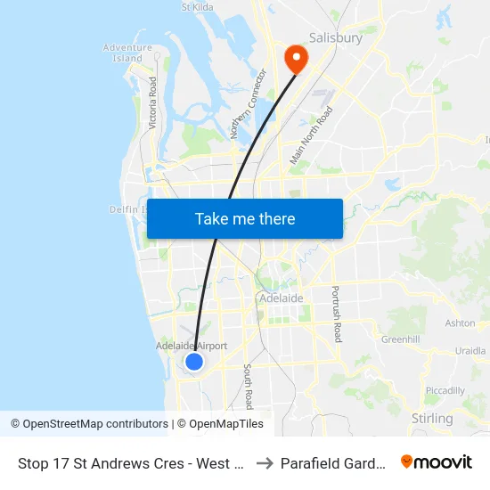 Stop 17 St Andrews Cres - West side to Parafield Gardens map