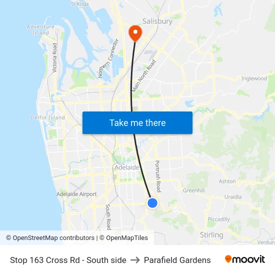 Stop 163 Cross Rd - South side to Parafield Gardens map
