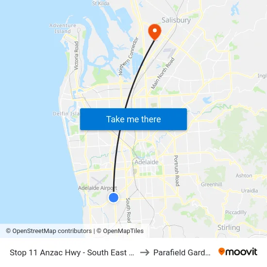 Stop 11 Anzac Hwy - South East side to Parafield Gardens map