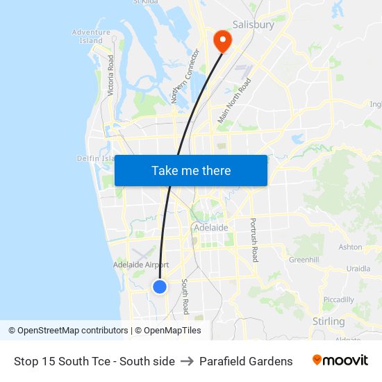 Stop 15 South Tce - South side to Parafield Gardens map