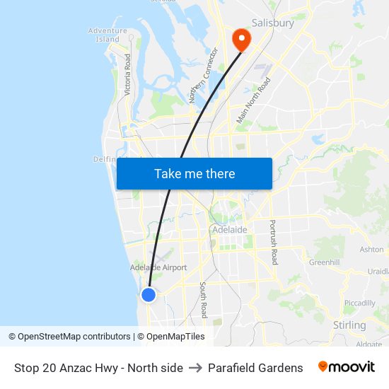 Stop 20 Anzac Hwy - North side to Parafield Gardens map