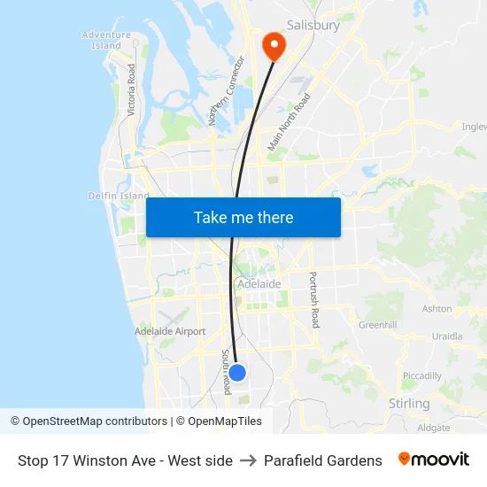 Stop 17 Winston Ave - West side to Parafield Gardens map