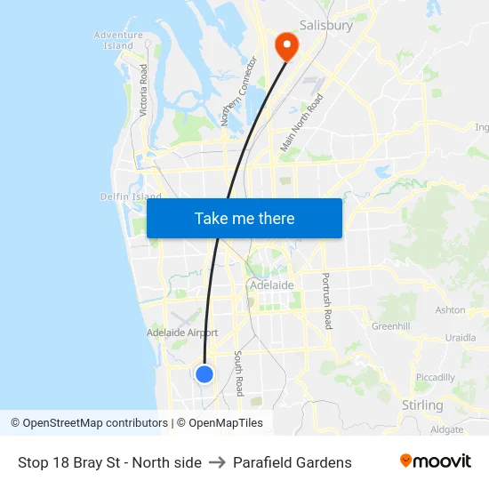 Stop 18 Bray St - North side to Parafield Gardens map