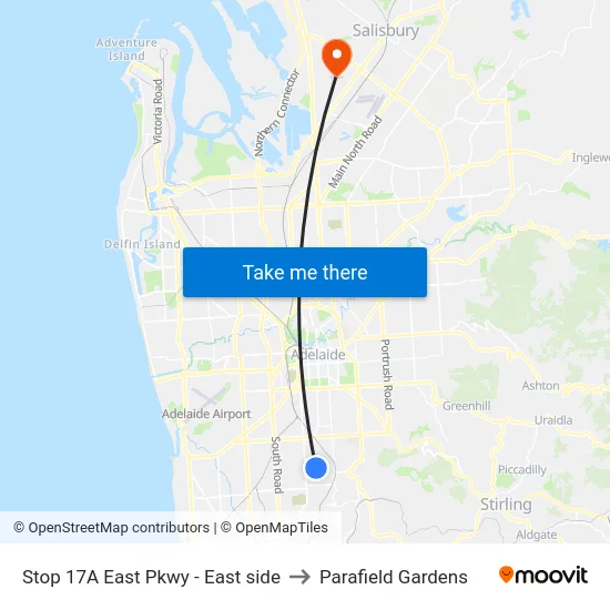 Stop 17A East Pkwy - East side to Parafield Gardens map