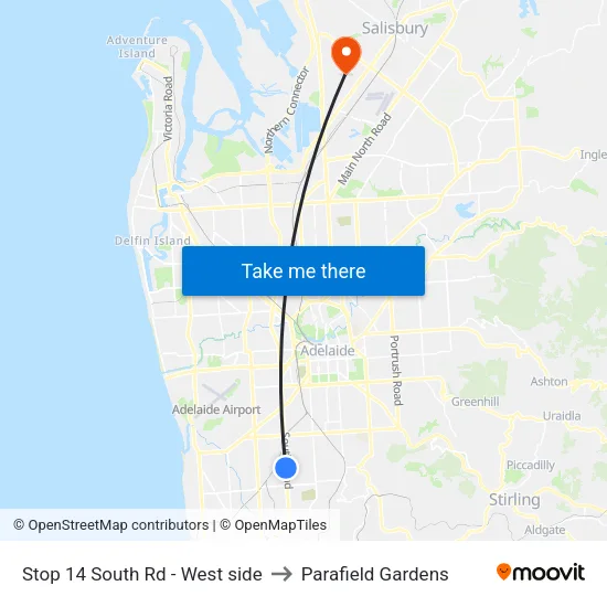 Stop 14 South Rd - West side to Parafield Gardens map