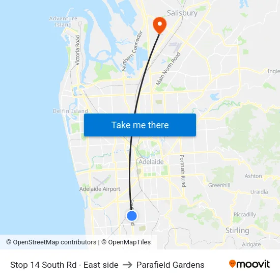 Stop 14 South Rd - East side to Parafield Gardens map