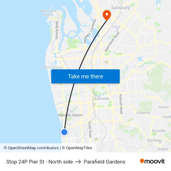 Stop 24P Pier St - North side to Parafield Gardens map