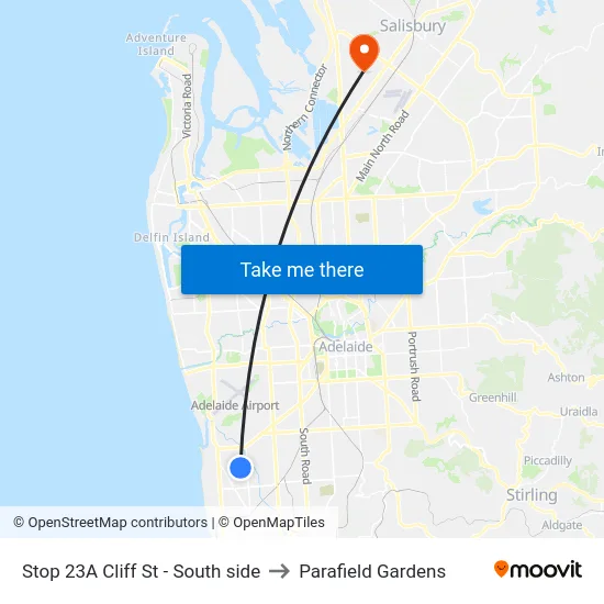 Stop 23A Cliff St - South side to Parafield Gardens map