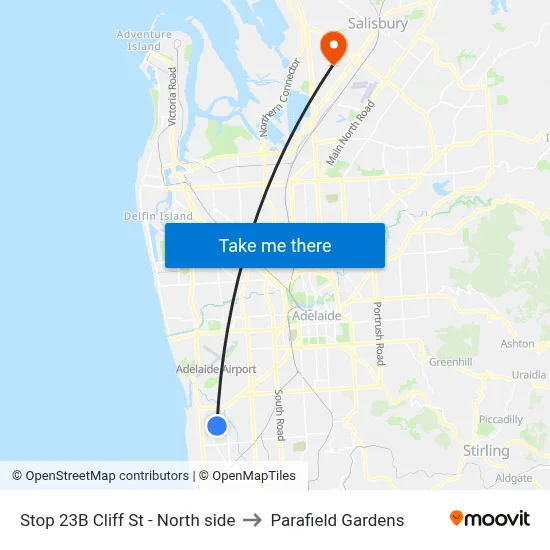 Stop 23B Cliff St - North side to Parafield Gardens map