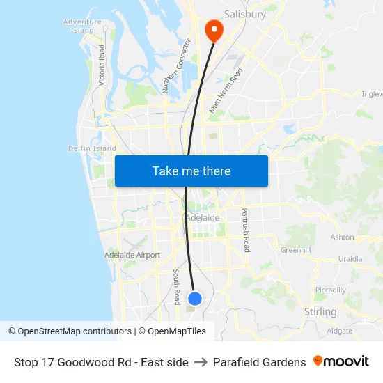 Stop 17 Goodwood Rd - East side to Parafield Gardens map