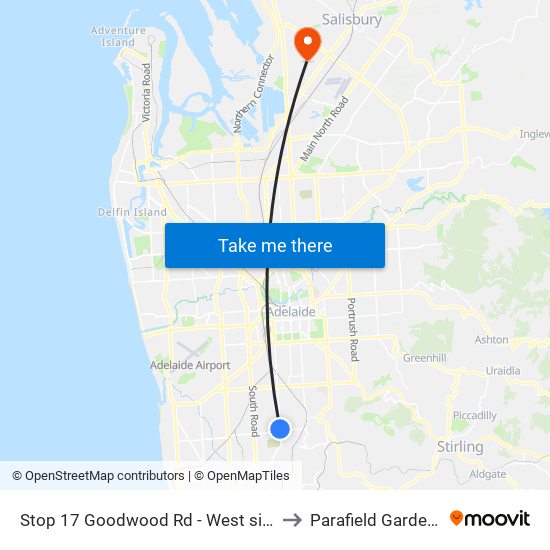 Stop 17 Goodwood Rd - West side to Parafield Gardens map