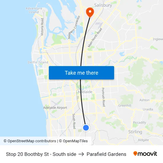 Stop 20 Boothby St - South side to Parafield Gardens map