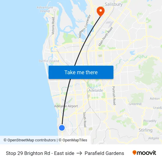 Stop 29 Brighton Rd - East side to Parafield Gardens map