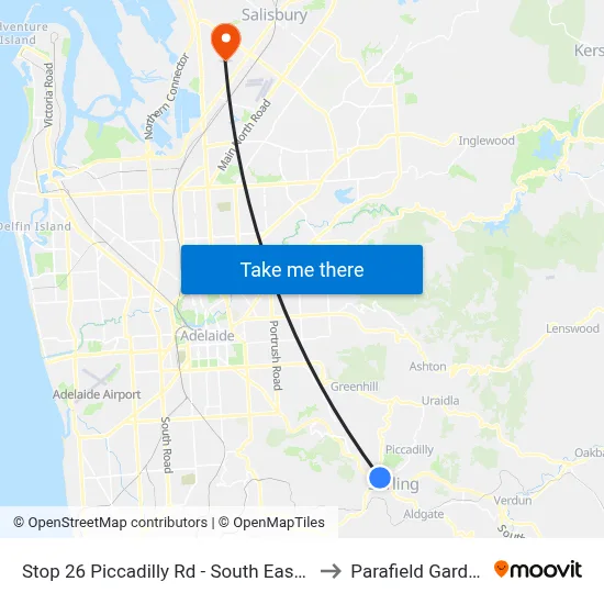 Stop 26 Piccadilly Rd - South East side to Parafield Gardens map