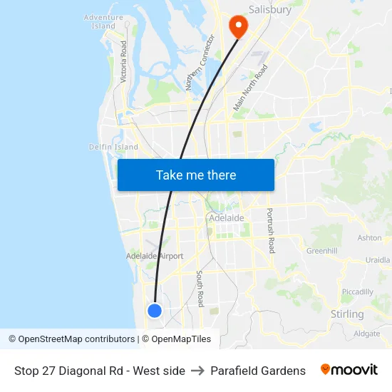 Stop 27 Diagonal Rd - West side to Parafield Gardens map