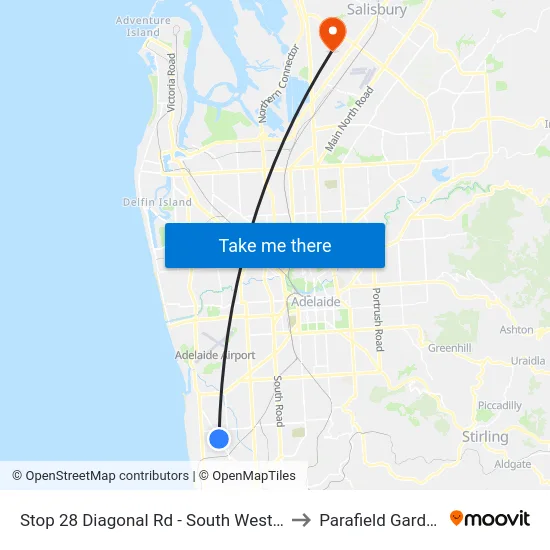 Stop 28 Diagonal Rd - South West side to Parafield Gardens map
