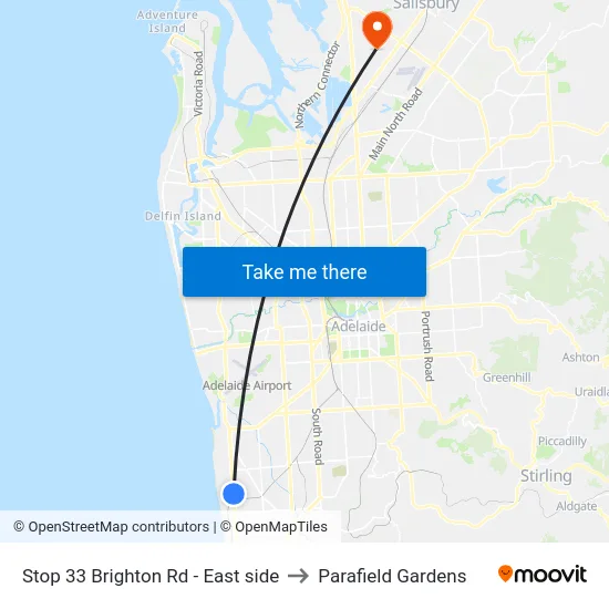 Stop 33 Brighton Rd - East side to Parafield Gardens map