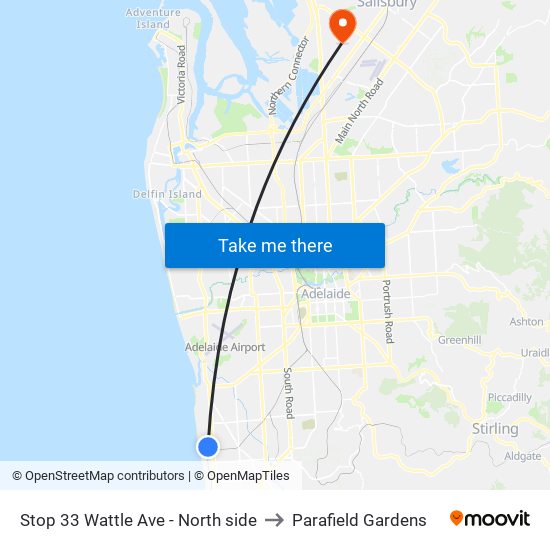 Stop 33 Wattle Ave - North side to Parafield Gardens map